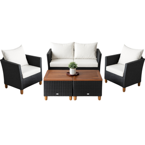 Nathan 5-Piece Outdoor Lounge Set – Cream | Modular Outdoor Sofa Suite with Cushions for Patio, Garden & Alfresco Living