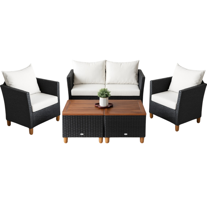 Nathan 5-Piece Outdoor Lounge Set – Cream | Modular Outdoor Sofa Suite with Cushions for Patio, Garden & Alfresco Living