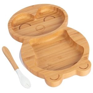 Tiny Dining Bamboo Penguin Baby Weaning Plate & Fork Set