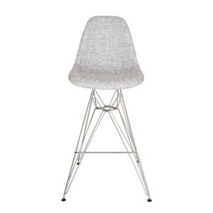 Sk Designer Living | Replica Eames Dsr Stool | Fabric & Chrome - Textured Light Grey