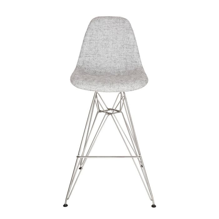 Sk Designer Living | Replica Eames Dsr Stool | Fabric & Chrome - Textured Light Grey