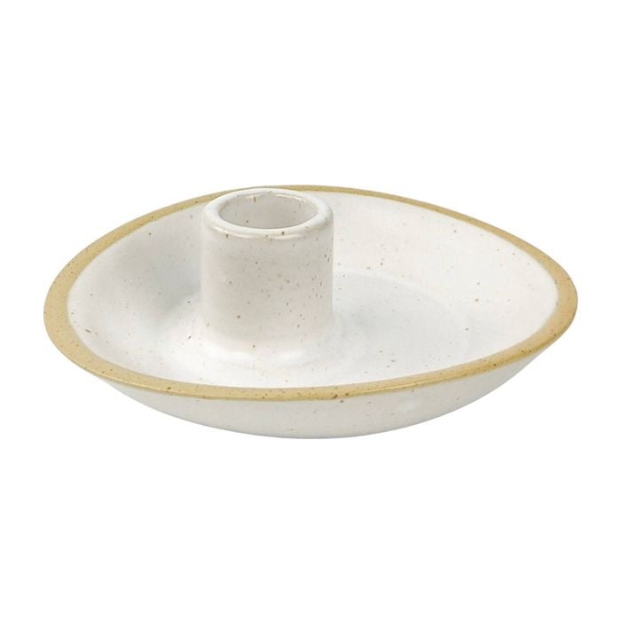 Urban 4cm Ceramic Single Tapered Candle Holder - White