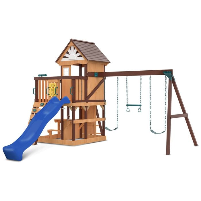 Lifespan Kids Coventry Swing Set Cubby Play Centre With 2.2m Blue Slide