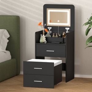 Alfordson Dressing Table Stool Set Bedside Table Black