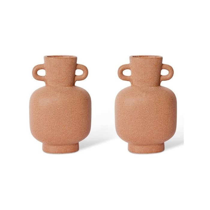 2PK E Style Mies 23cm Ceramic Flower Vase Decor - Terracotta