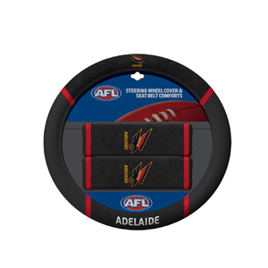 ADELAIDE CROWS Official AFL Steering Wheel Cover & Seat Belt Cover Set NEW design
