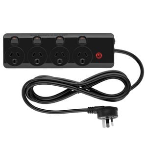 Arlec Black 4 Outlet Surge Protected Powerboard