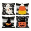 Catzon 4 Pcs Scary Throw Pillow Covers Linen Cushion Case for Decor 40X40cm