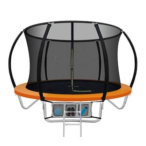 Everfit 8ft Kids Round Trampoline With Safety Net, Pad, And Ladder - Orange