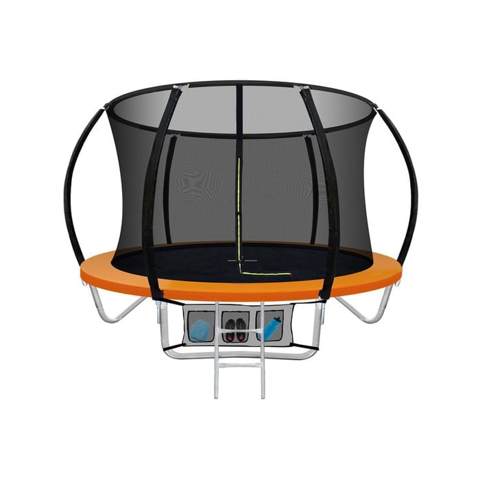 Everfit 8ft Kids Round Trampoline With Safety Net, Pad, And Ladder - Orange