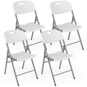 Costway 4 Pack Foldable Dining Chairs Metal Frame Event Chair White
