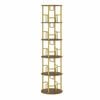 Ufurniture 5 Tier Rotating Bookshelf Floor Standing Bookcase Swivel Storage Tower Display Shelf Corner Storage Organizer Gold