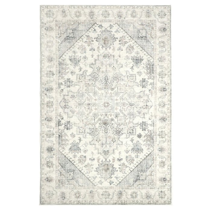 Fab Habitat 60x180cm Grey Santiago Traditional Machine Washable Rug