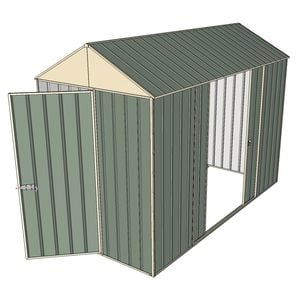 Build-a-Shed 1.5 x 3.0 x 2.3m Front Gable Single Hinged Narrow Shed with Double Sliding Doors - Green