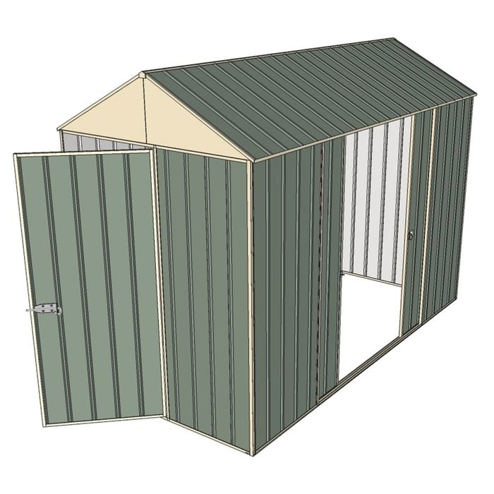 Build-a-Shed 1.5 x 3.0 x 2.3m Front Gable Single Hinged Narrow Shed with Double Sliding Doors - Green