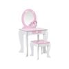 Costway Kids Vanity Dressing Table Stool Set w/Mirror White & Pink