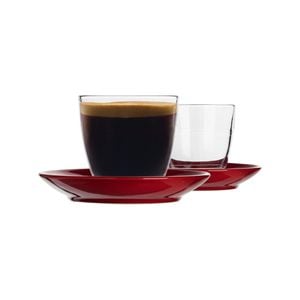 Duralex 12 Piece Gigogne Glass Coffee Cup and Ceramic Saucer Set - 220ml
