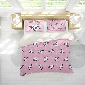 3D Cartoon Panda Pink Quilt Cover Set Bedding Set Pillowcases 98