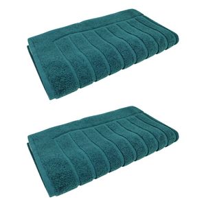 2x Bas Phillips Valencia Zero Twist Collection Cotton Bath Mat 48 X 78cm Teal