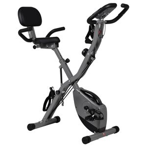 Advwin Folding Exercise Bike w/Back Support & 16 Level Adjustable Resistance, Wheels, Pulse Sensor, 120kg Capacity