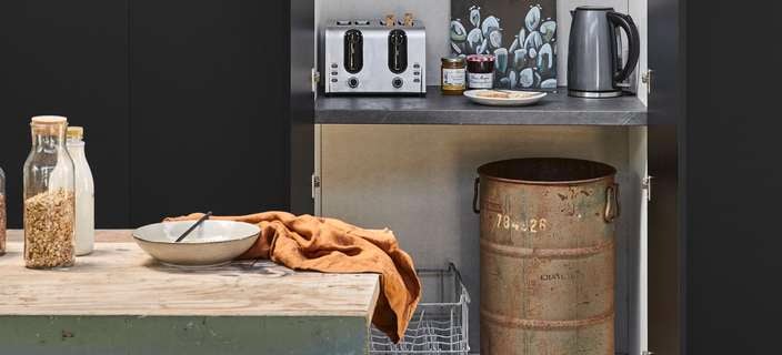 Organised pantry cupboard.