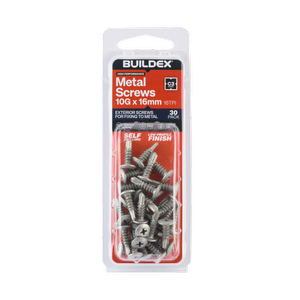 Buildex 10G x 16mm Class 3 Sheet Metal Screws - 30 Pack