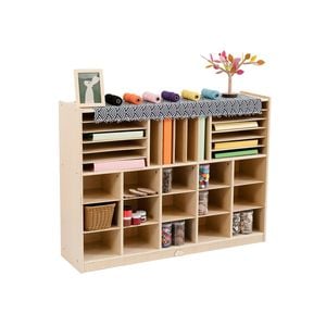 Jooyes 15 Cubby Cabinet Kids Bookshelf Organiser Storage - Oak | 122cm | Toys Storage Cabinet