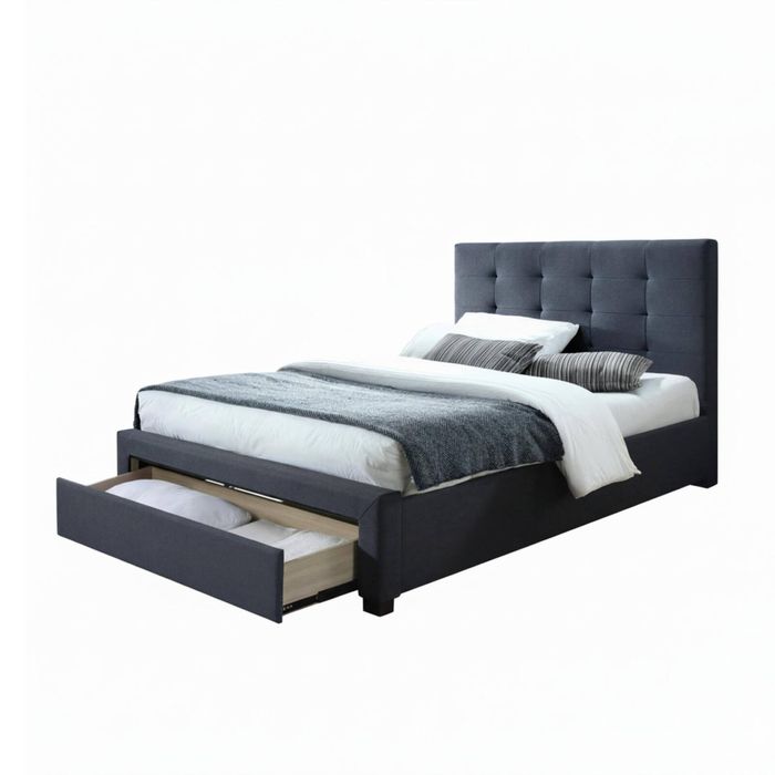 Sundance King Single Bed Frame Storage Drawer Mid Grey