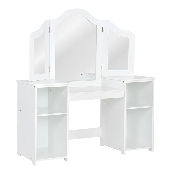 Costway Kids Vanity Dressing Table Writing Desk w/Mirror, White