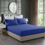 Royal Comfort 2000TC 3 Piece Fitted Sheet and Pillowcase Set King Royal Blue