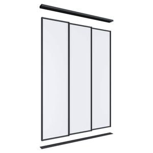 Lugna 2400 x 1800mm Black Melamine Wardrobe Triple Sliding Doors