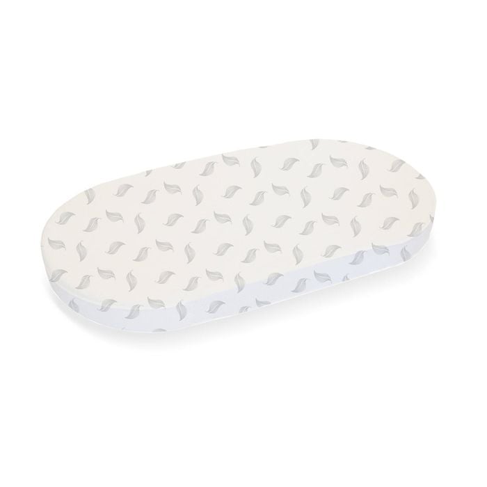 Babyhood Amani Bebe Organic Jersey Cotton Oval Fitted Sheet - Grey Leaf
