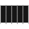 vidaXL 5-Panel Room Divider Black 250cm Folding Panel Privacy Screen Partition