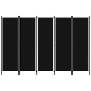 vidaXL 5-Panel Room Divider Black 250cm Folding Panel Privacy Screen Partition
