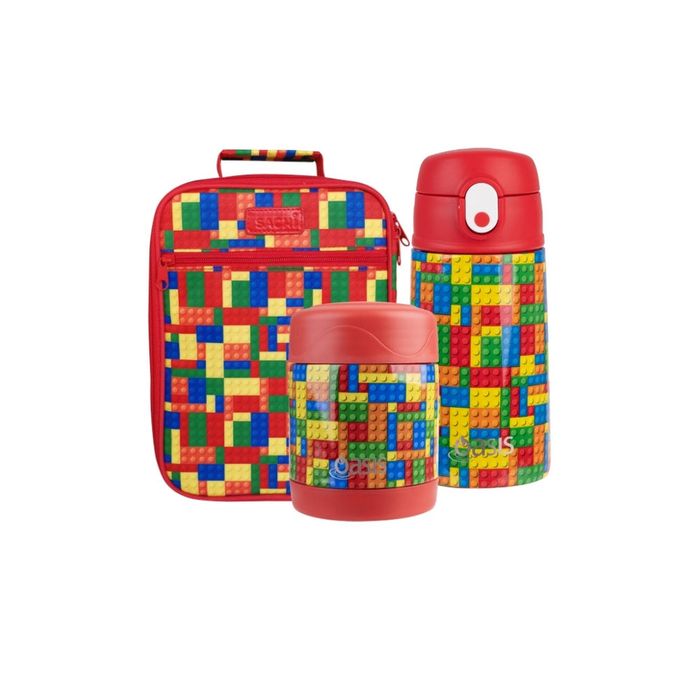 Sachi Insulated Lunch Bag, Food Jar & Bottle Bundle - Bricks Bundle