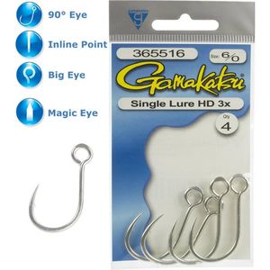 Gamakatsu Single Lure 3x Heavy Duty HD Fishing Hook 6/0 (4pcs)