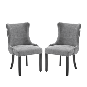 HomeStar Set Of 2 London Velvet Fabric Dining Chair - Grey