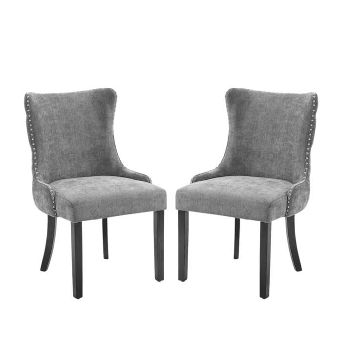 HomeStar Set Of 2 London Velvet Fabric Dining Chair - Grey