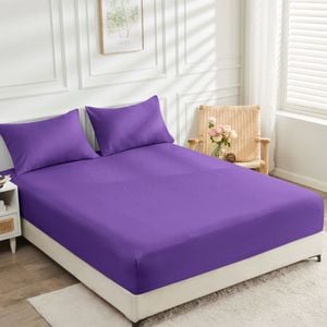 LINENOVA 2000TC Bamboo Blend Fitted Sheet Set - Purple,Single