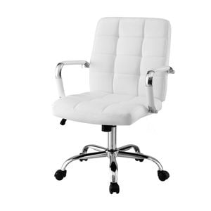 Artiss Office Chair PU Leather Vanity Home Desk Chair White
