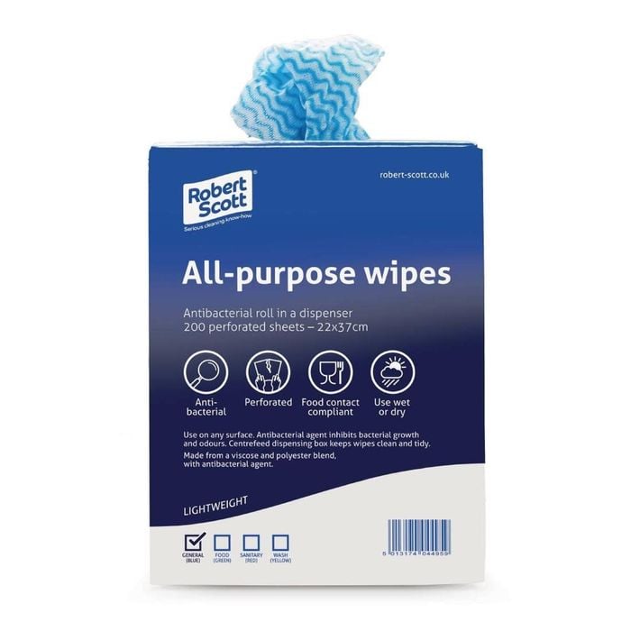 Robert Scott All-purpose Antibacterial Cleaning Cloths Blue 200 Pack