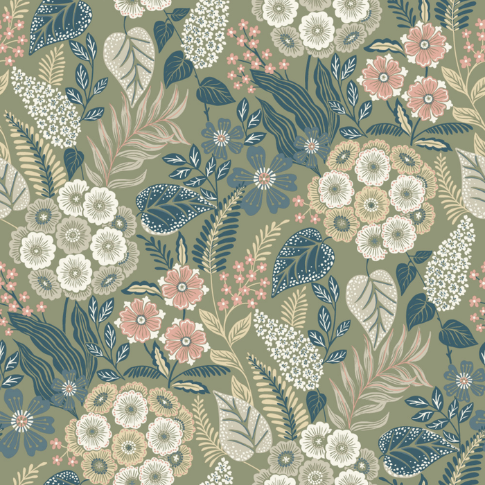 Grandeco 53cm x 10.05m Green Botanical Wallpaper