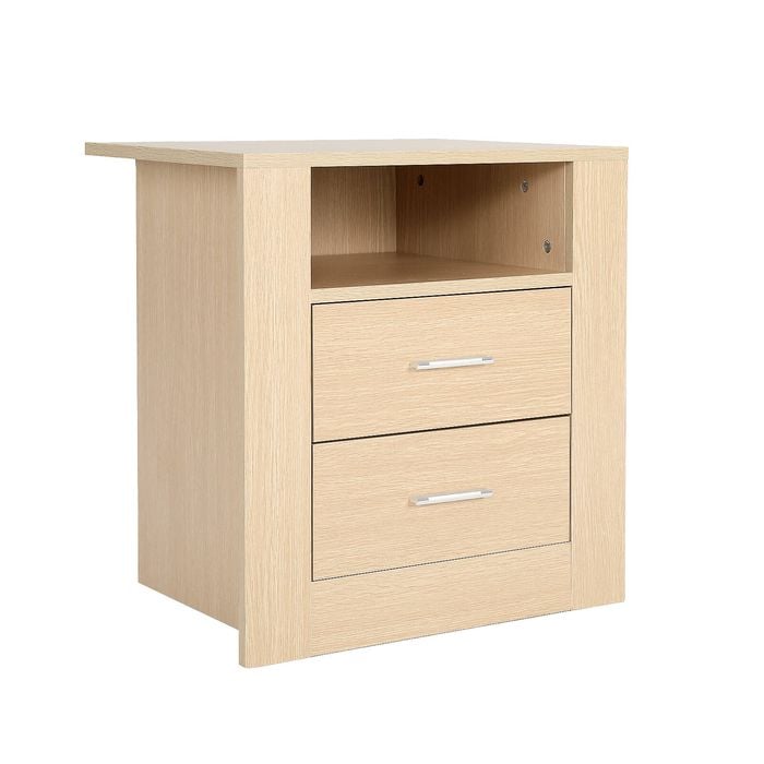 La Bella Oak Bedside Table Side Storage Cabinet Nightstand Bedroom 2 Drawer 1 Shelf ZURI