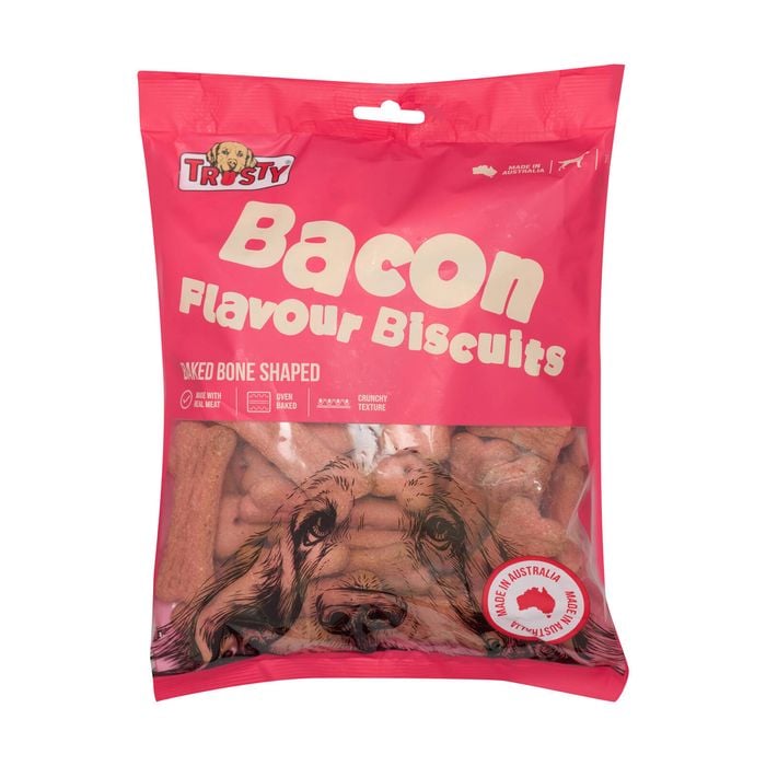 Trusty 1kg Bacon Flavour Baked Biscuits Dog Treats