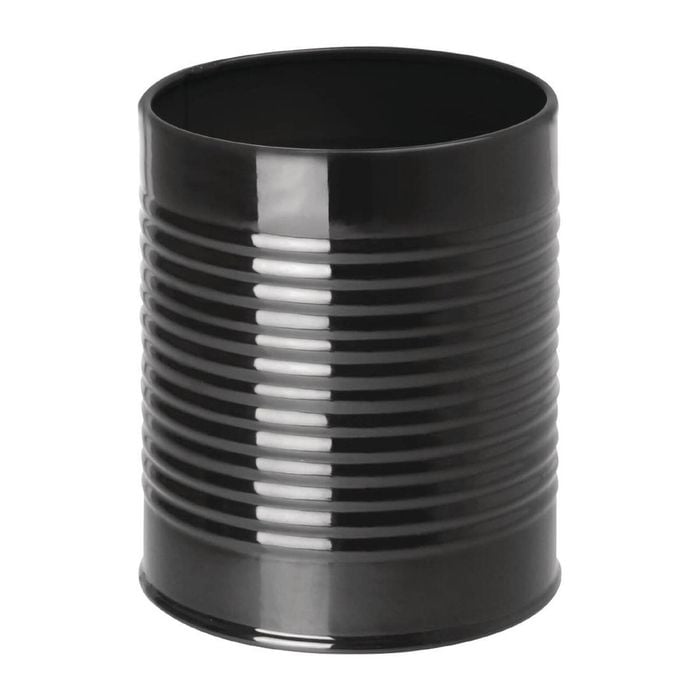 Olympia Table Tidy Cutlery Organizer Galvanised Steel Tin Can Design Black 110(h)x90(w)mm Commercial Kitchen Catering Storage
