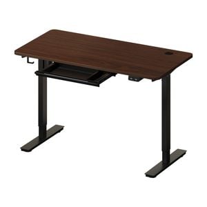 Oikiture 150cm Electric Standing Desk with Drawer Single Motor Black&Walnut