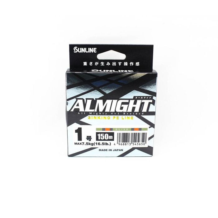 Sunline Almight x5 150m Olive Sinking Braid Fishing Line 16.5lb