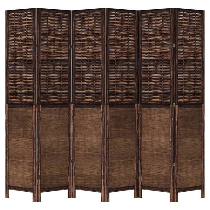 vidaXL Room Divider Privacy Screen 6 Panels Dark Brown Paulownia