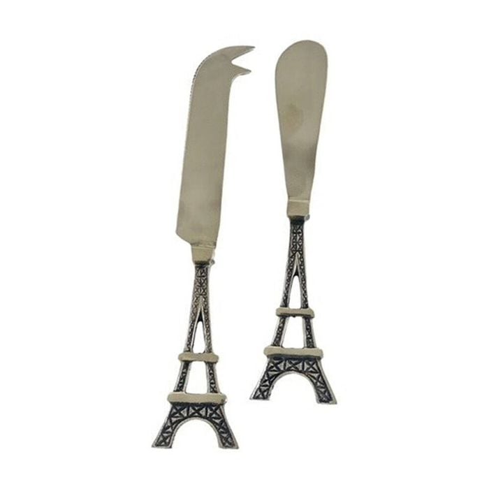 2pc SS Collective Eiffel Tower Cheese/Platter Knives Set Silver