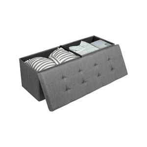 Costway Storage Bench Oxford Ottoman Foot Stool Dark Grey